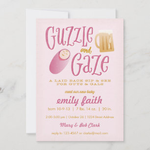 Guzzle und Gaze Baby Shower Einladung