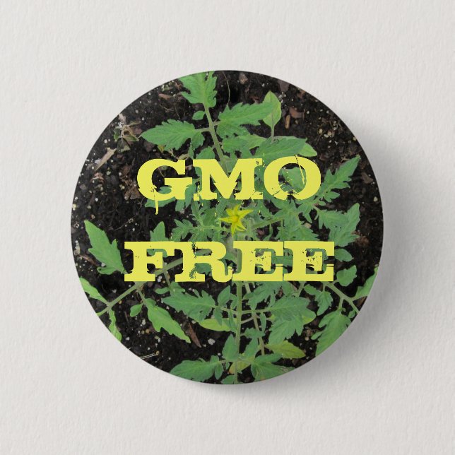 GVO FREI Heirloom Tomato Pflanze Friedenszeichen Button (Vorderseite)