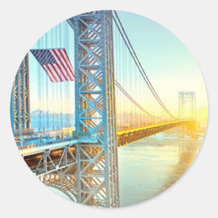 GWB anschließenfort-Lee NJ und Manhattan NYPlus Runder Aufkleber