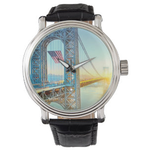 GWB verbindet Fort Lee NJ und Manhattan NYPlus Armbanduhr