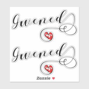 Gwened Flag in Heart, Vannes, Breton, Bretagne Aufkleber