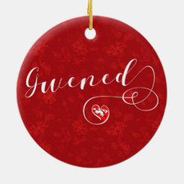 Gwened Flag in Heart, Vannes, Breton, Bretagne Keramik Ornament