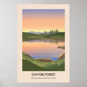Gwydir Forest Snowdonia Reiseplakat Poster