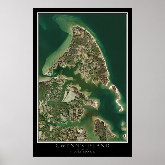 Gwynn's Island Virginia von der Satelliten-Karte Poster (Vorne)
