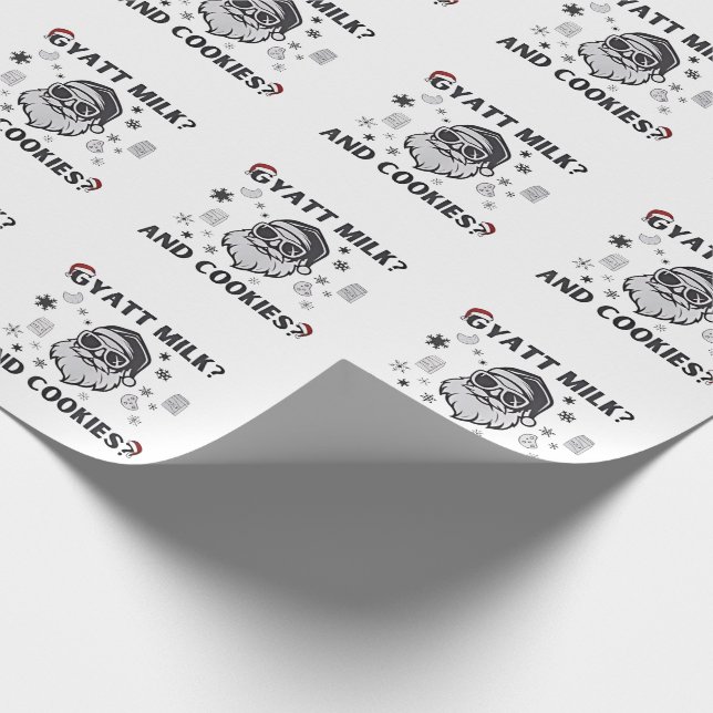 Gyatt Milk and Cookies Funny Santa Gen Alpha Geschenkpapier (Ecke)