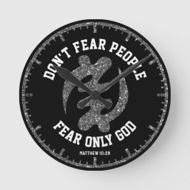 GYE NYAME Adinkra Christlich Black Silver Glitzer Runde Wanduhr