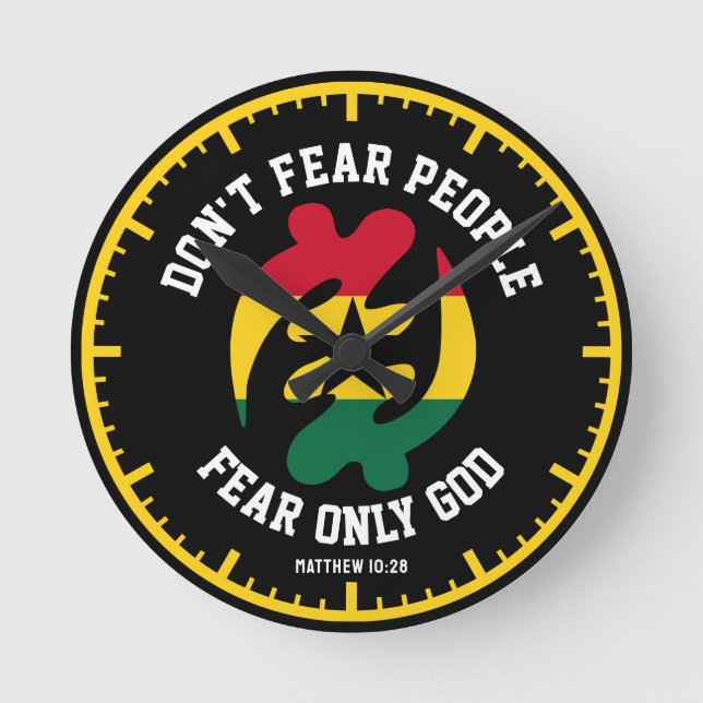 Gye Nyame Adinkra Christlich Ghana FEAR NUR GOTT Runde Wanduhr (Vorderseite)