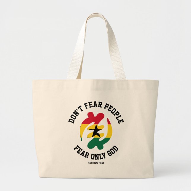 Gye Nyame Adinkra FEAR NUR GOTT Christlich Ghana Jumbo Stoffbeutel (Vorne)