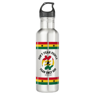 Gye Nyame FEAR NUR GOD Christlich Ghana Edelstahlflasche