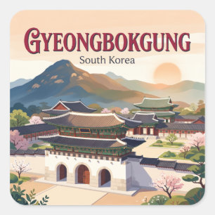 Gyeongbokgung-Palast Südkorea Quadratischer Aufkleber