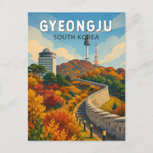 Gyeongju Südkorea Illustration Reise Kunst Postkarte