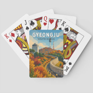 Gyeongju Südkorea Illustration Reise Kunst Spielkarten