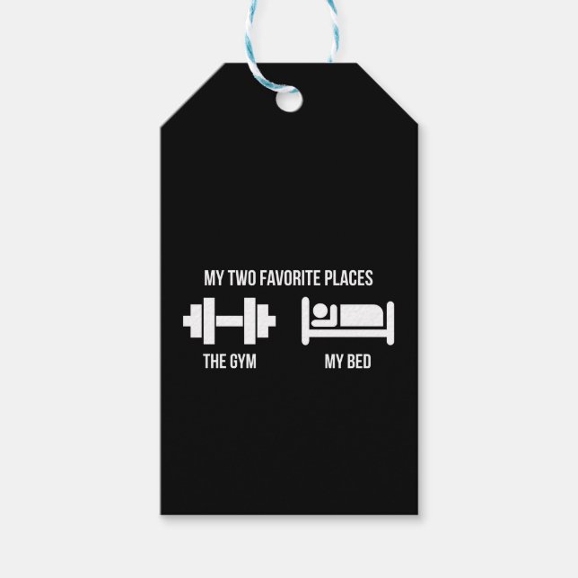 Gym and Bed - Funny Cartoon Piktogramm - Neuheit Geschenkanhänger (Vorderseite)