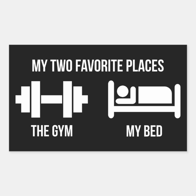 Gym and Bed - Funny Cartoon Piktogramm - Neuheit Rechteckiger Aufkleber (Vorderseite)