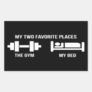 Gym and Bed - Funny Cartoon Piktogramm - Neuheit Rechteckiger Aufkleber