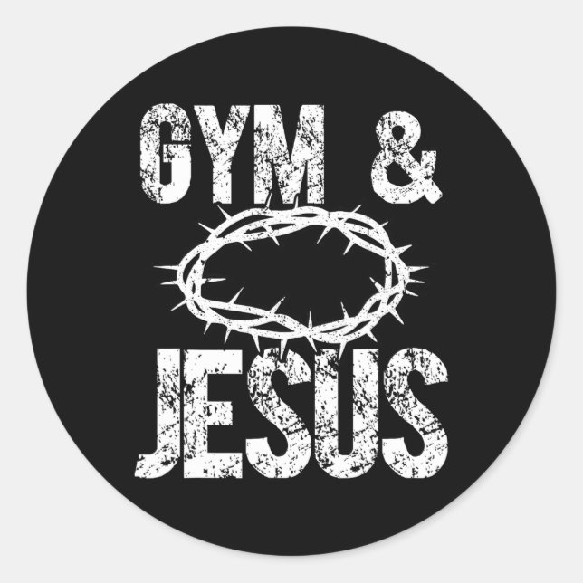 Gym And Jesus Christian Bodybuilder Religious Body Runder Aufkleber (Vorderseite)