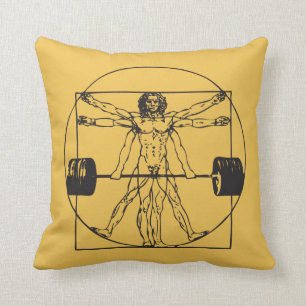 Gym Barbell Deadlift - Vitruvian Man Kissen