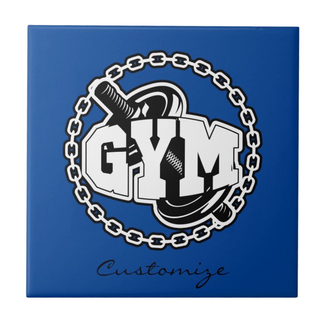 Gym Barbell Logo Thunder_Cove Fliese (Vorderseite)