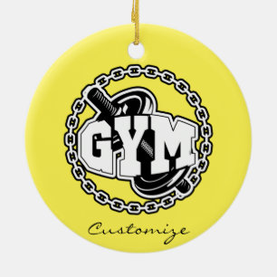 Gym Barbell Logo Thunder_Cove Keramik Ornament