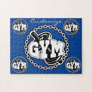 Gym Barbell Logo Thunder_Cove Puzzle