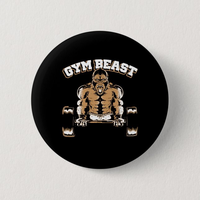 Gym-Biest Gorilla Gewichtheben Bodybuilding Workou Button (Vorderseite)