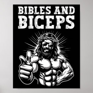 Gym Bodybuilding Fitness Humor Bibeln Und Bizeps J Poster