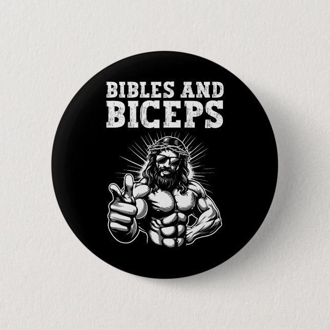 Gym Bodybuilding Fitness Humor Bibles And Biceps J Button (Vorderseite)