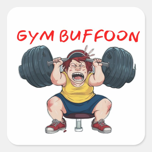 Gym Buffoon Quadratischer Aufkleber (Vorderseite)
