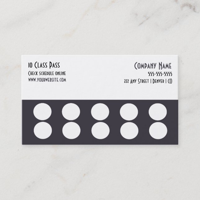 Gym Business Card 10 Class Pass Card Treuekarte (Vorderseite)