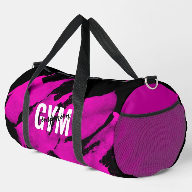 Gym Companion Brushy Pink Black Duffle Bag (Rechte Ecke)