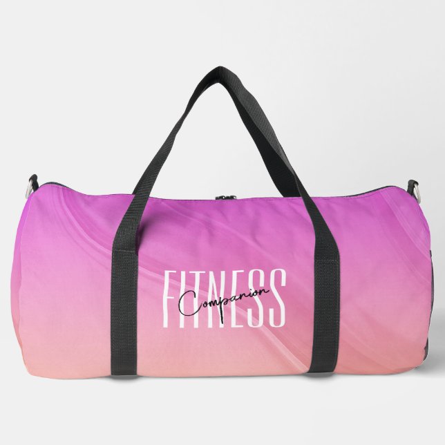 Gym Companion Moderne rosafarbene orange-strahlend Duffle Bag (Vorderseite)