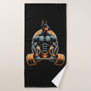 GYM Doberman Hundbodybuilder Power-Lifter Badehandtuch