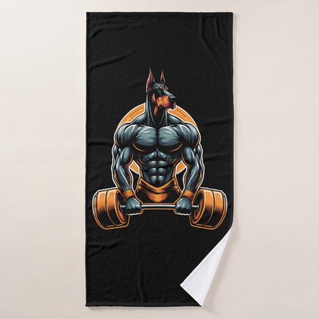 GYM Doberman Hundbodybuilder Power-Lifter Badehandtuch (Badehandtuch)