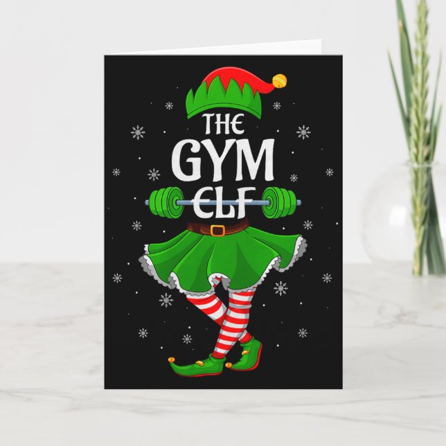 Gym Elf Christmas Family Workout Girls Women Elf S Karte (Vorderseite)