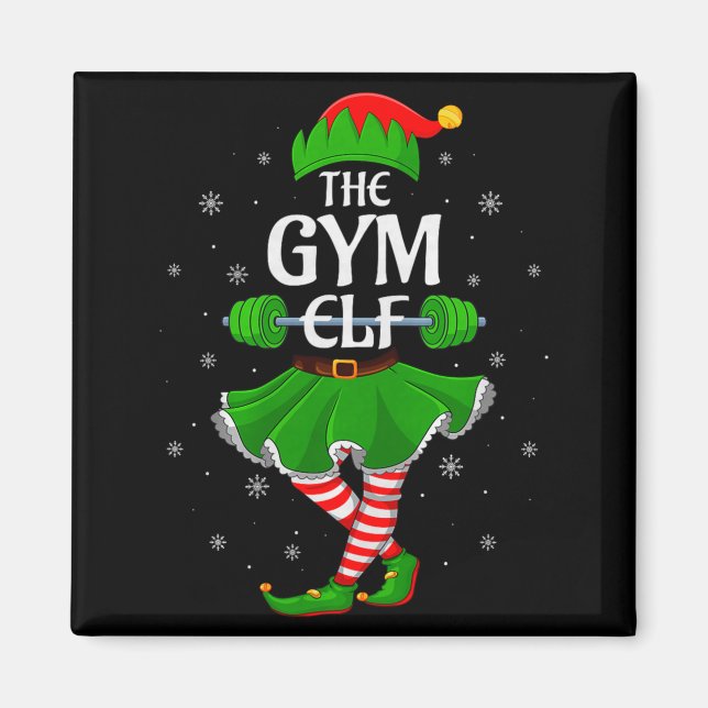 Gym Elf Christmas Family Workout Girls Women Elf S Magnet (Vorne)