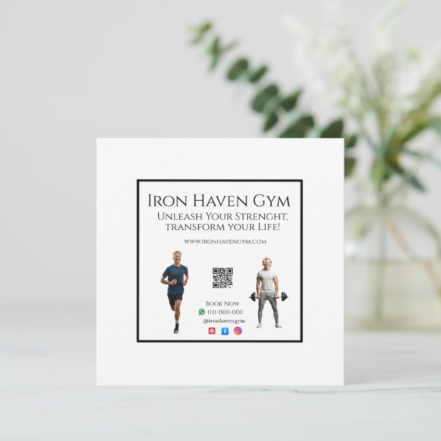 Gym Fitness Enthusiasts & Social Media ANTISTRESS Einladung (Stehend Vorderseite)