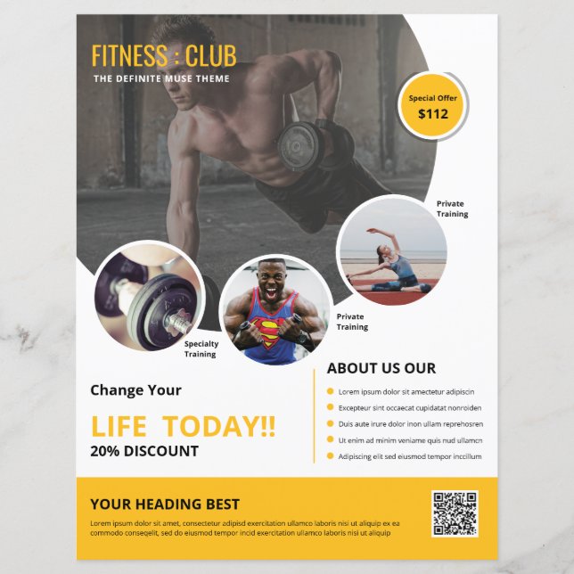 Gym-Fitness-Flugblattvorlage (Vorderseite)