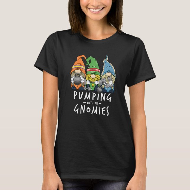 Gym Gnomes Pumpen mit My Gnomies Workout-Fitness T-Shirt (Vorderseite)