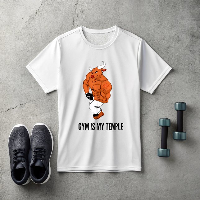 Gym Is My Temple Bull T-Shirt | Bodybuilding  (Von Creator hochgeladen)