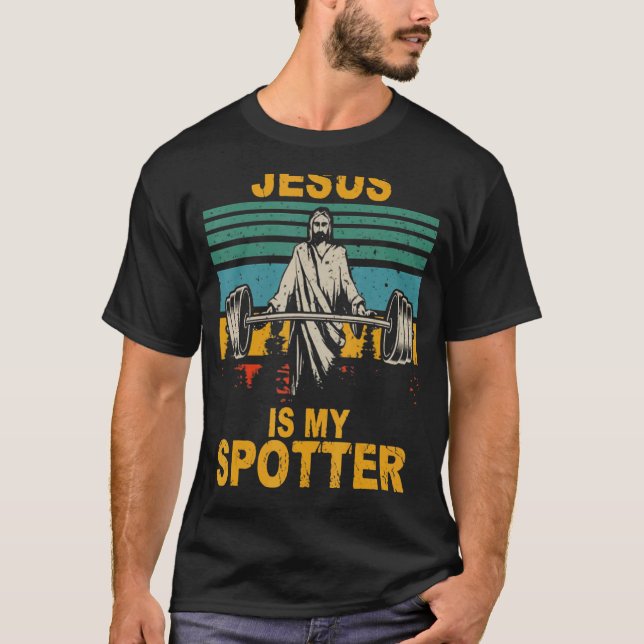 Gym Jesus ist mein Spotter Workout Jesus T-Shirt (Vorderseite)