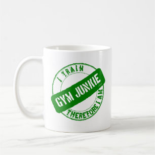 GYM JUNKIE ICH TRAIN DAHER, ICH BIN grün. Tasse