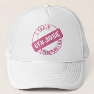 GYM JUNKIE ICH TRAIN DAHER, ICH BIN Pink. Truckerkappe