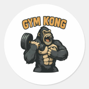Gym Kong Lustige Bodybuilding Fitness Gorilla Beas Runder Aufkleber