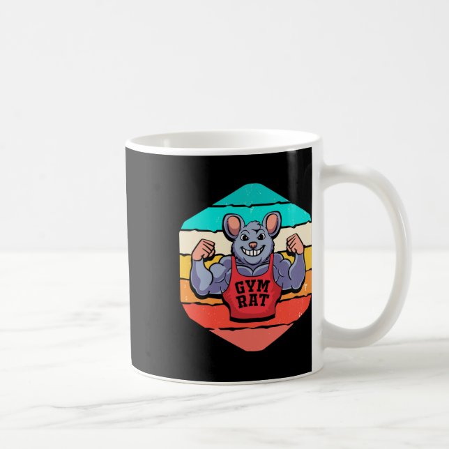 Gym Lover Bodybuilding Retro Geometric Gym Rat Kaffeetasse (Rechts)