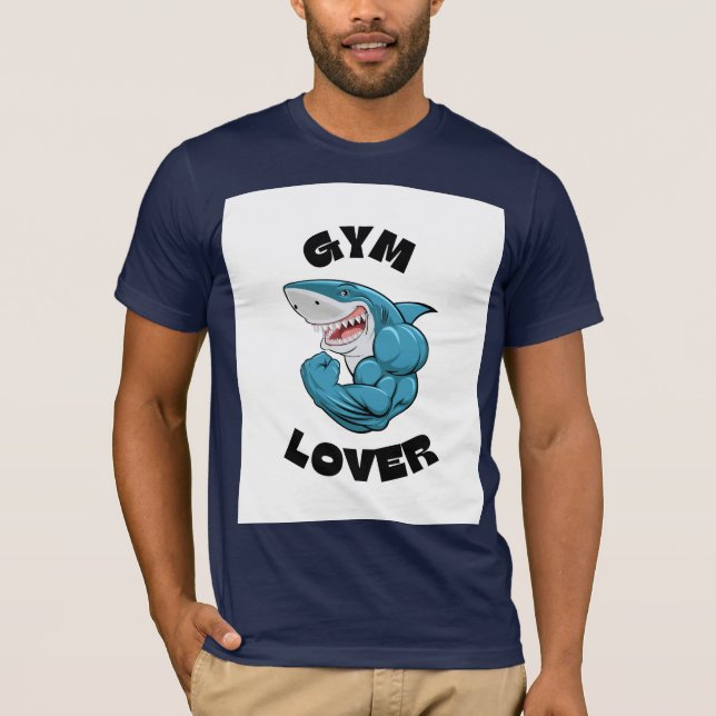 Gym Lover Muscular Shark Fitness Motivation T-Shirt (Vorderseite)