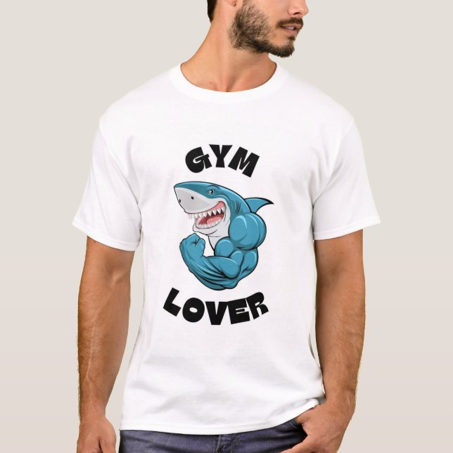 Gym Lover Shark – Muscle Power Tee (Vorderseite)