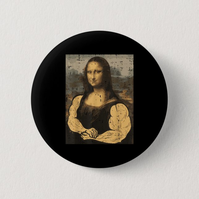 Gym Mona Lisa Muscle Fun Workout Fitness Button (Vorderseite)