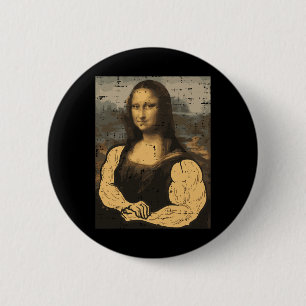 Gym Mona Lisa Muscle Fun Workout Fitness Button