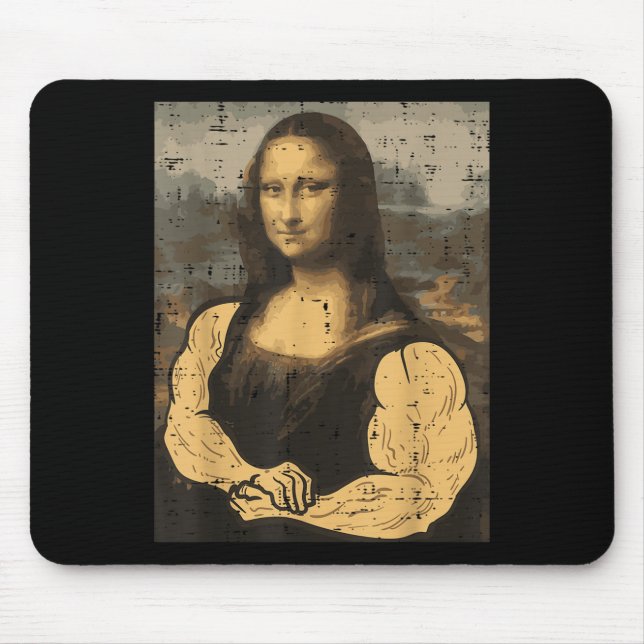 Gym Mona Lisa Muscle Fun Workout Fitness Mousepad (Vorne)