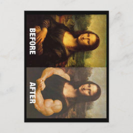 Gym Mona Lisa Vorher & Nachher Lustiges Fitness-Sh Postkarte